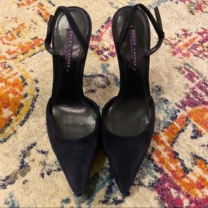 Ralph Lauren Collection Navy Sued Sling Back Heels